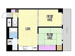 アクシスライフ天満橋 2LDKの間取図画像