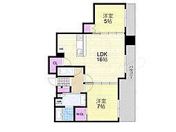 シエリアタワー中之島 2LDKの間取図画像
