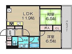 グレーシィ天神橋 2LDKの間取図画像