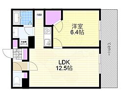 レジュールアッシュ天神橋 1LDKの間取図画像