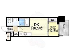 セレニテ中崎町リアン 1DKの間取図画像