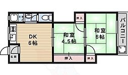 第2柳原マンション 2DKの間取図画像