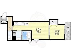 クリエオーレ豊島南 3階1LDKの間取り