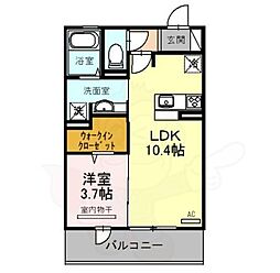 ベルメゾン池田 2階1LDKの間取り