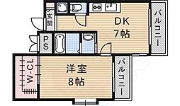 山仁シロヤマベルグ2 1DKの間取図画像