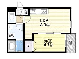 RITZ　COURT池田 3階1LDKの間取り