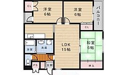 グランドール石橋 3LDKの間取図画像