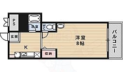 山仁サツキハイツ2 1Kの間取図画像