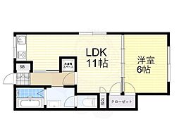 箕面レジデンス別館 1LDKの間取図画像