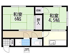 パレス池田住吉 2Kの間取図画像