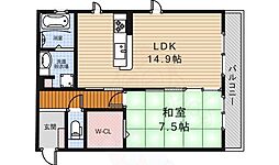 ラグリシンヌカーサ 1LDKの間取図画像