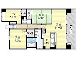 ジオ・パークスクエア池田グランドエアースクエア 3LDKの間取図画像