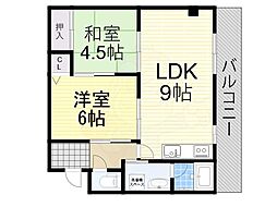スカイホーム瀬川 2DKの間取図画像