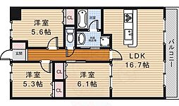 ネオコート 3LDKの間取図画像
