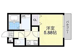 プレミール石橋 1Kの間取図画像
