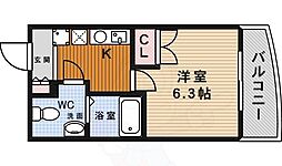ウインズコート石橋 1Kの間取図画像