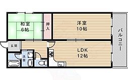 スカイホーム瀬川 2LDKの間取図画像