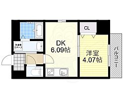 クローバー・クレア池田 1DKの間取図画像