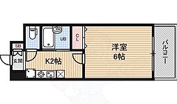 トーリエユタカ 4階1Kの間取り