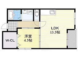 吉本ビル 1LDKの間取図画像