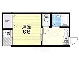 カンカワマンション 1Kの間取図画像
