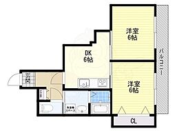 メゾンアーサー 2DKの間取図画像