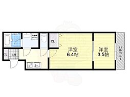 ノイヴェル春日出 2Kの間取図画像