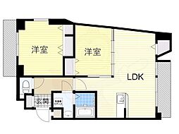 阪神ハイグレードマンション1番館 2LDKの間取図画像