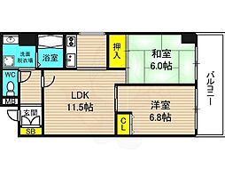 メゾンミズノ 2LDKの間取図画像