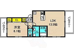 メゾン・ド・ヤギ 1LDKの間取図画像
