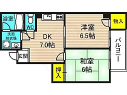 ハイツ卓 2DKの間取図画像