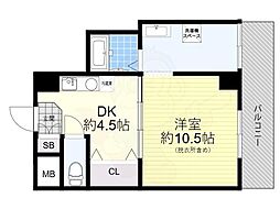 P-court海老江 1DKの間取図画像