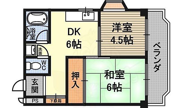 シャンボール淀川 ｜大阪府大阪市東淀川区豊里２丁目(賃貸マンション2DK・4階・40.00㎡)の写真 その2