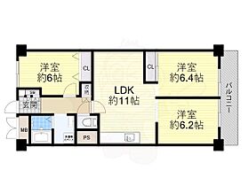 ニュー大阪ハイツ  ｜ 大阪府大阪市淀川区宮原２丁目1番2号（賃貸マンション3LDK・6階・64.90㎡） その2