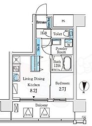 エル・セレーノ新大阪北 9階1LDKの間取り