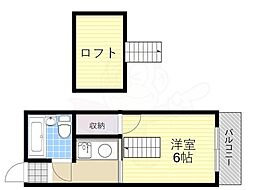 三国パラシオン 1DKの間取図画像