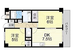 久光マンション 2DKの間取図画像