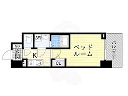 エスリードレジデンス大阪グランノース2 7階1Kの間取り