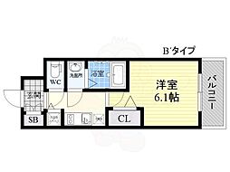 ベラジスタ塚本 6階1Kの間取り