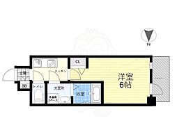 ファステート北大阪ラッセル 6階1Kの間取り