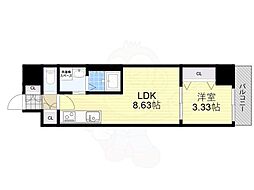 アーバンパーク新大阪 1LDKの間取図画像