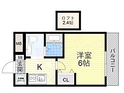 パークヒルズ新大阪 will 5階1Kの間取り