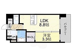 阪急宝塚本線 三国駅 徒歩9分の賃貸マンション 2階1LDKの間取り