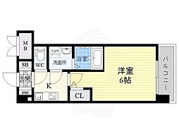 エスレジデンス新大阪ガーデン 1Kの間取図画像