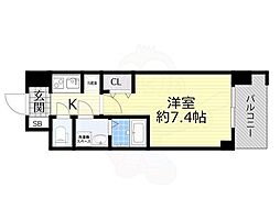 エスレジデンス新大阪ガーデン 1Kの間取図画像