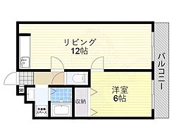 第2グランドコーポラス新大阪 1LDKの間取図画像
