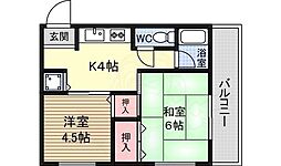 山内ビル 2Kの間取図画像