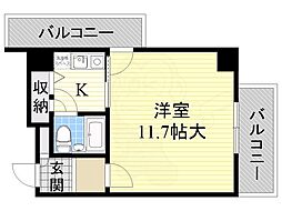 十三本町ユニハウス 1Kの間取図画像