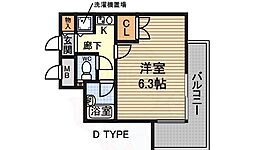 コスモプラザ新大阪 1Kの間取図画像