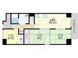 ファミールハイツ北大阪1号棟 3LDKの間取図画像